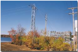 Photo of a transmission line substation in Laconia, New Hampshire
